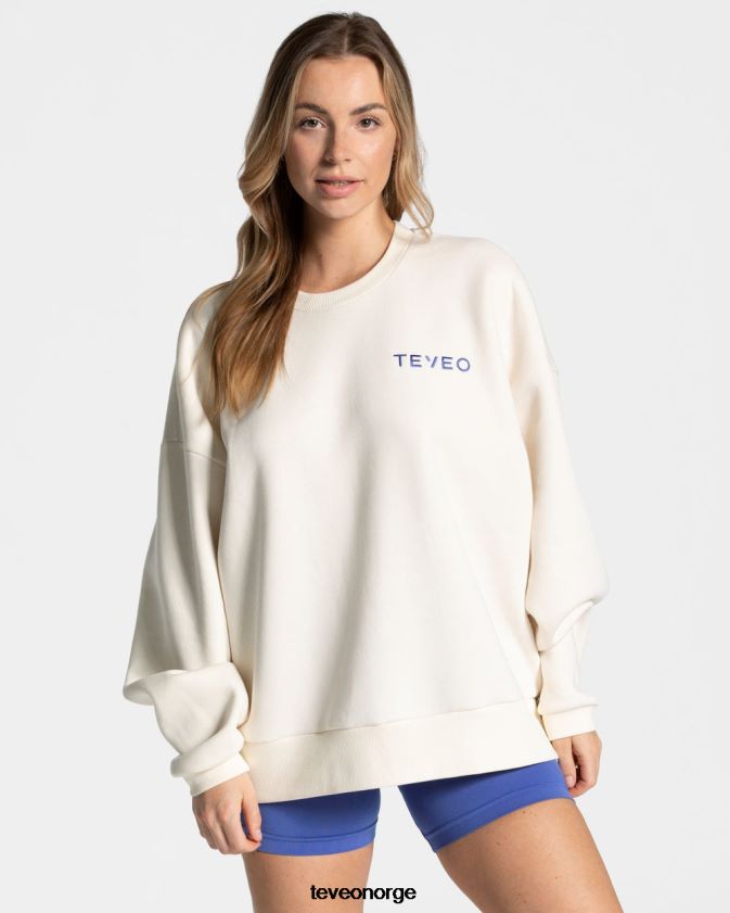 TEVEO klær 0H40JL15 off white kvinner signatur oversized genser