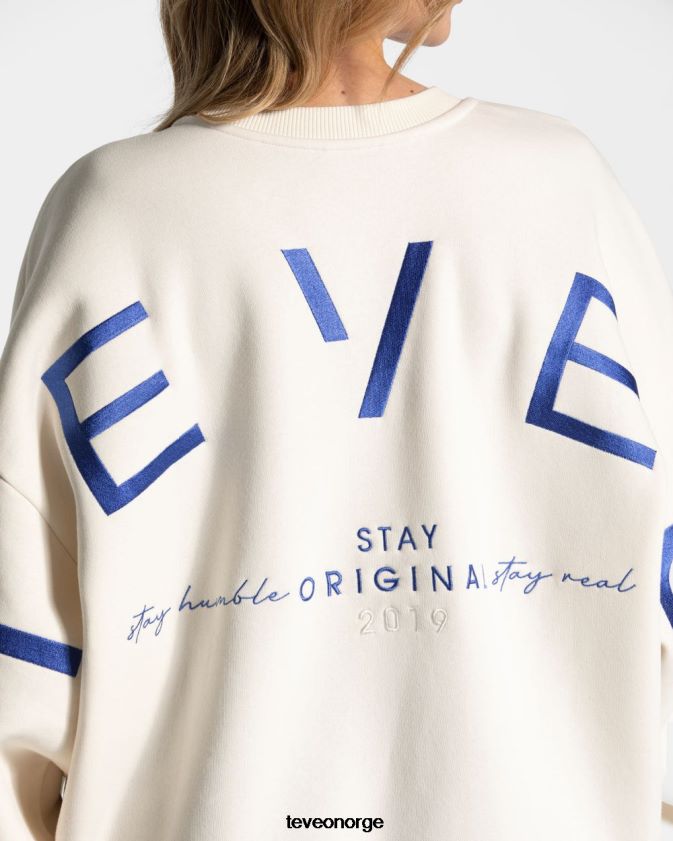 TEVEO klær 0H40JL15 off white kvinner signatur oversized genser