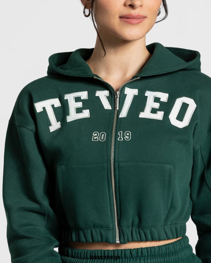 TEVEO klær 0H40JL34 mørk grønn kvinner college hettegenser med glidelås