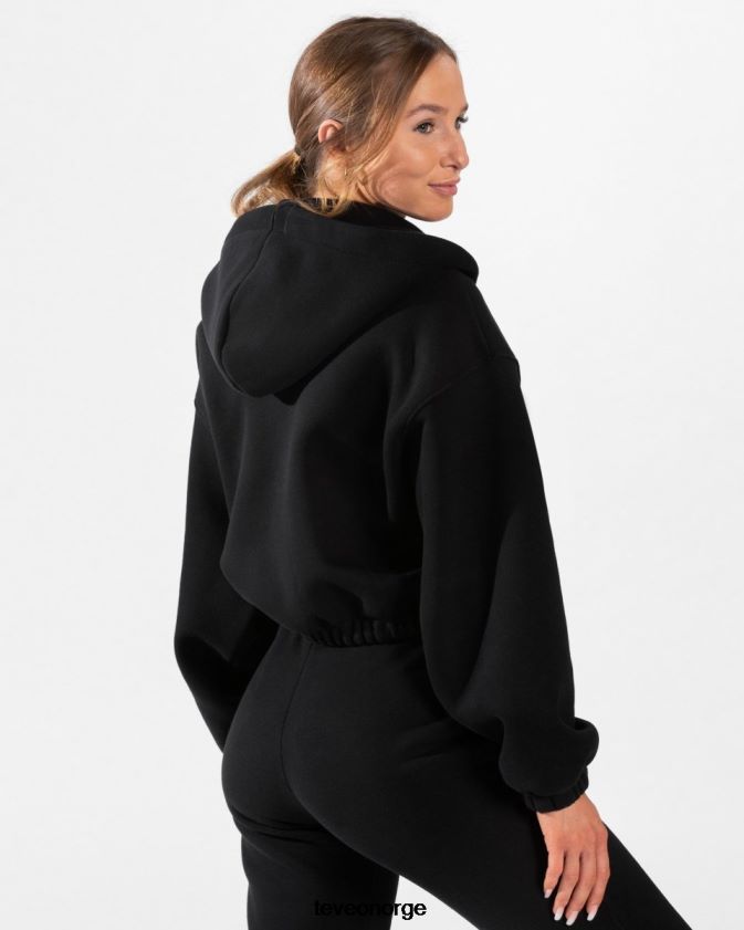 TEVEO klær 0H40JL35 svart kvinner ikonisk oversized hettegenser med glidelås