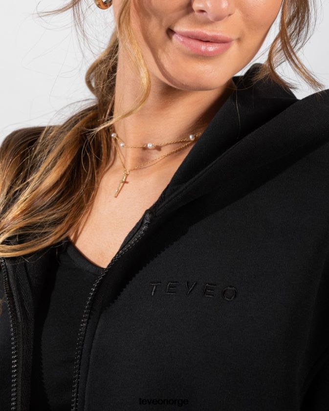 TEVEO klær 0H40JL35 svart kvinner ikonisk oversized hettegenser med glidelås