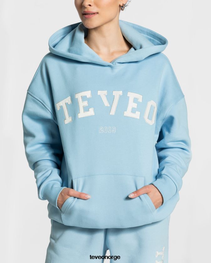 TEVEO klær 0H40JL37 baby blå kvinner college oversized hettegenser