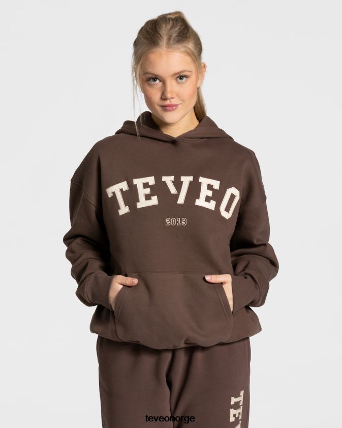 TEVEO klær 0H40JL39 mørkebrun kvinner college oversized hettegenser