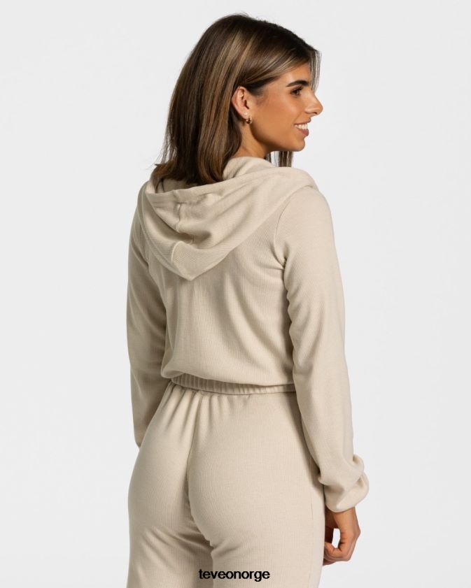 TEVEO klær 0H40JL46 beige kvinner lounge hettegenser med glidelås