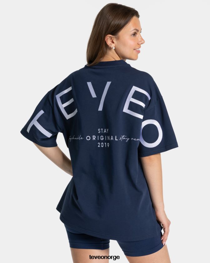 TEVEO klær 0H40JL463 mørke blå kvinner signatur oversized t-skjorte