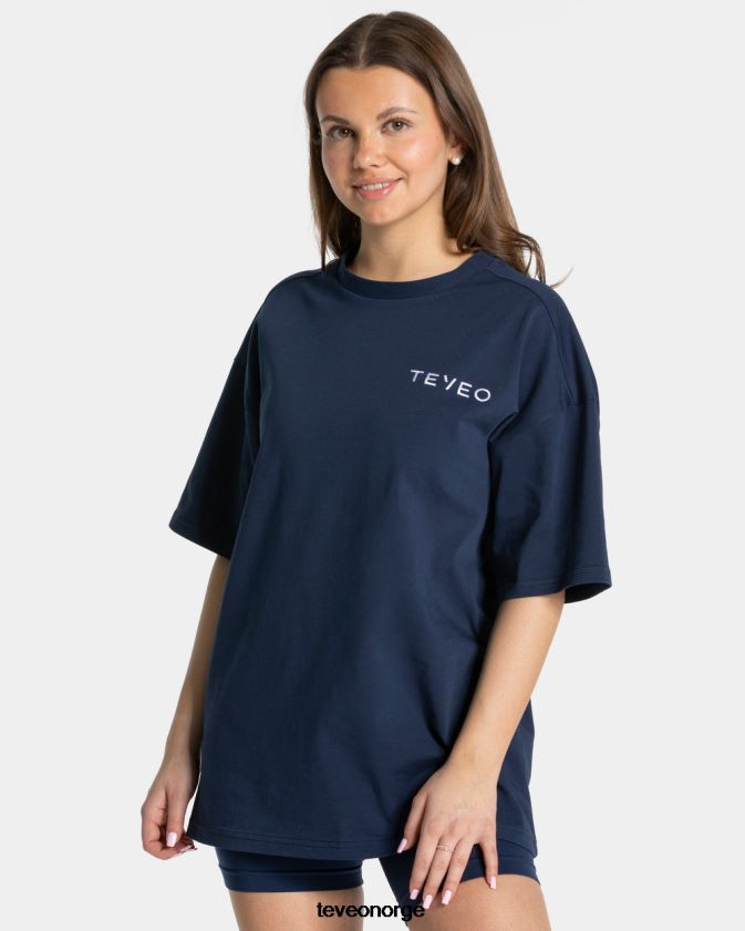 TEVEO klær 0H40JL463 mørke blå kvinner signatur oversized t-skjorte
