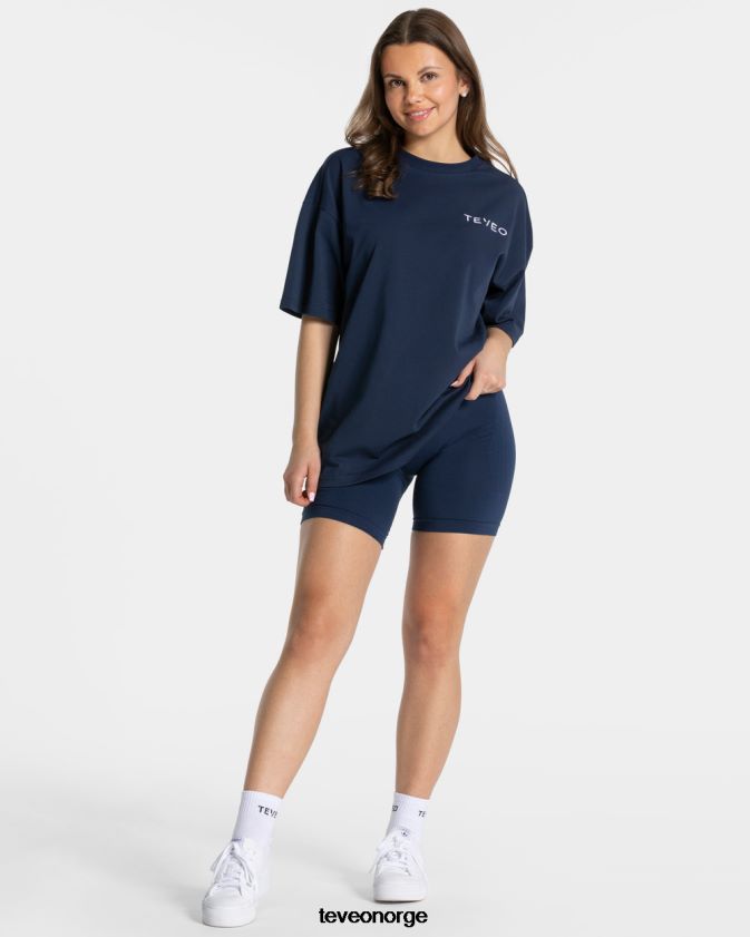 TEVEO klær 0H40JL463 mørke blå kvinner signatur oversized t-skjorte