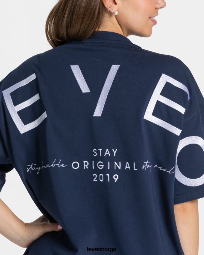 TEVEO klær 0H40JL463 mørke blå kvinner signatur oversized t-skjorte