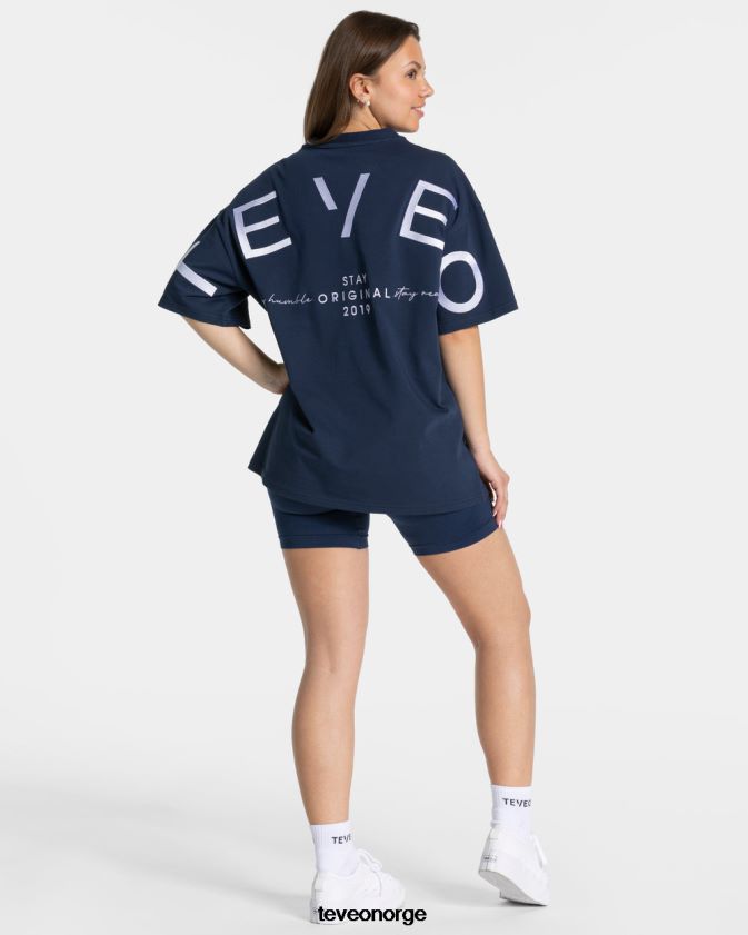 TEVEO klær 0H40JL463 mørke blå kvinner signatur oversized t-skjorte