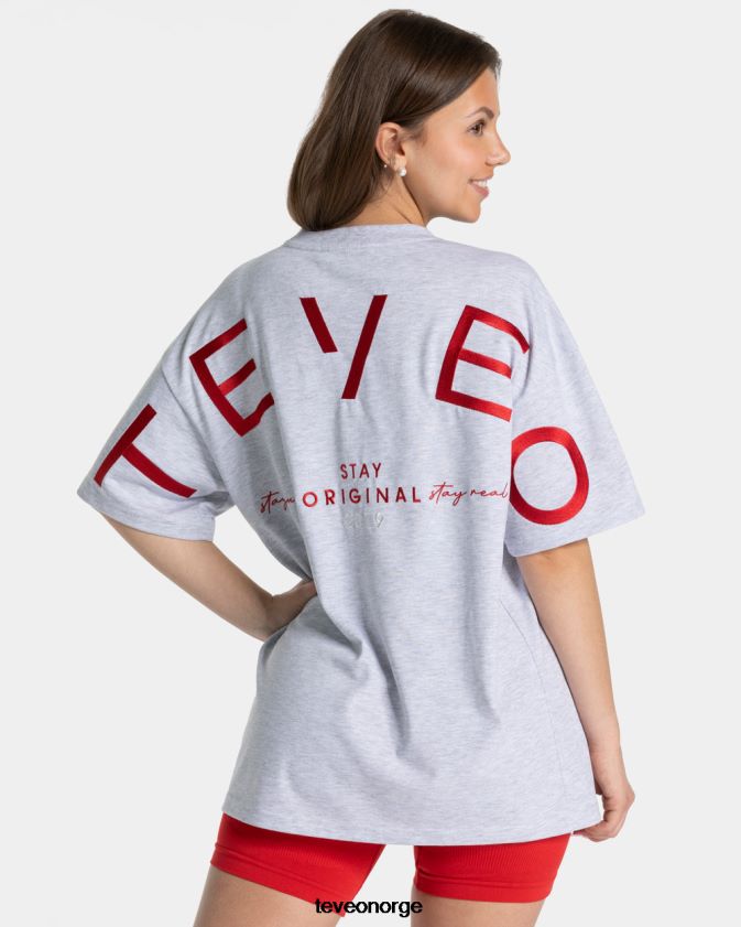 TEVEO klær 0H40JL464 lysegrå kvinner signatur oversized t-skjorte