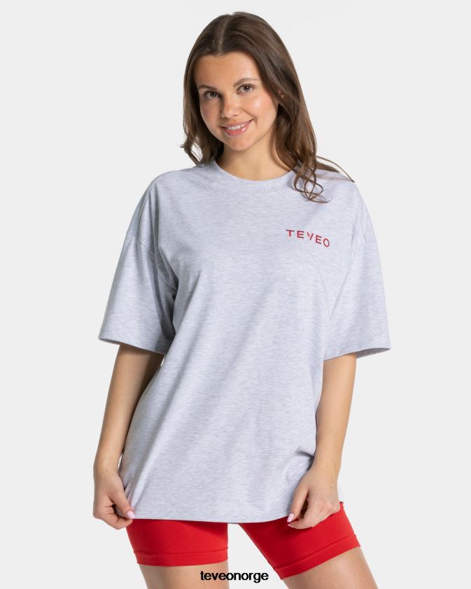 TEVEO klær 0H40JL464 lysegrå kvinner signatur oversized t-skjorte