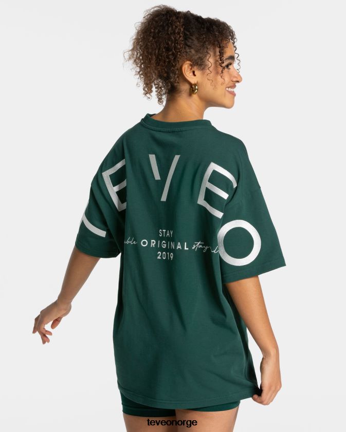 TEVEO klær 0H40JL465 mørk grønn kvinner signatur oversized t-skjorte
