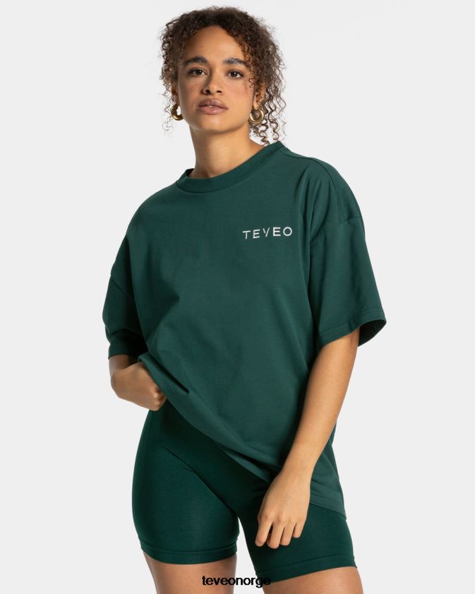 TEVEO klær 0H40JL465 mørk grønn kvinner signatur oversized t-skjorte