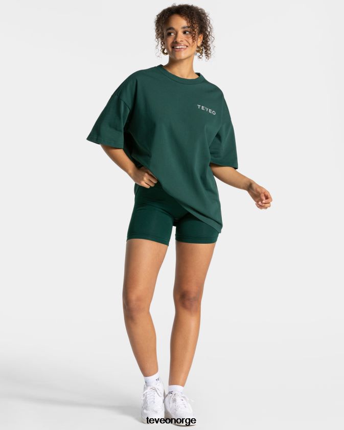 TEVEO klær 0H40JL465 mørk grønn kvinner signatur oversized t-skjorte