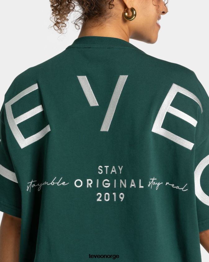 TEVEO klær 0H40JL465 mørk grønn kvinner signatur oversized t-skjorte