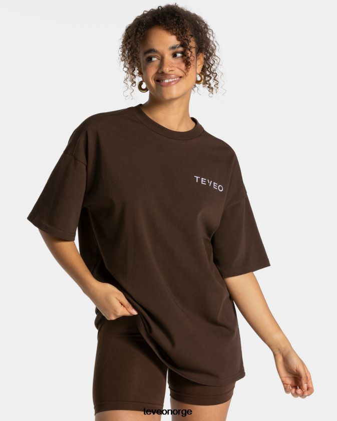 TEVEO klær 0H40JL466 mørkebrun kvinner signatur oversized t-skjorte