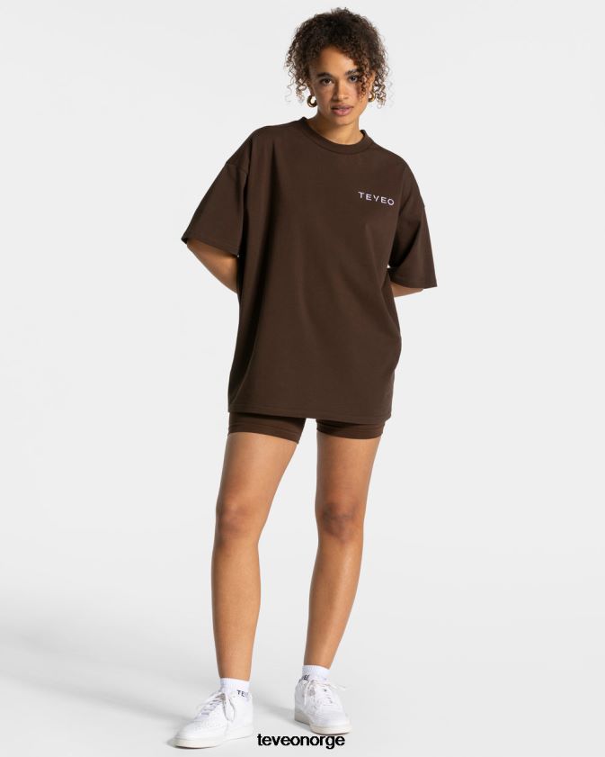 TEVEO klær 0H40JL466 mørkebrun kvinner signatur oversized t-skjorte