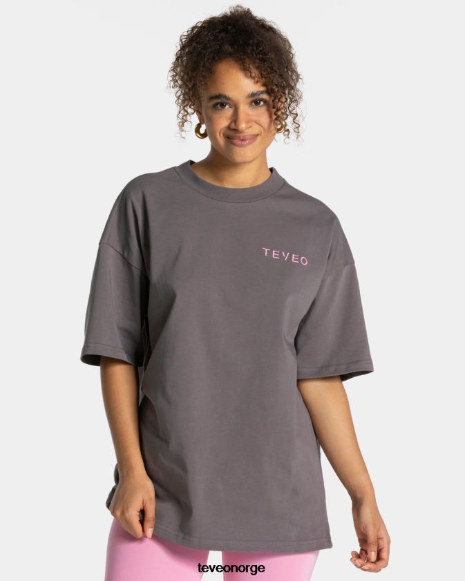 TEVEO klær 0H40JL467 grafitt kvinner signatur oversized t-skjorte