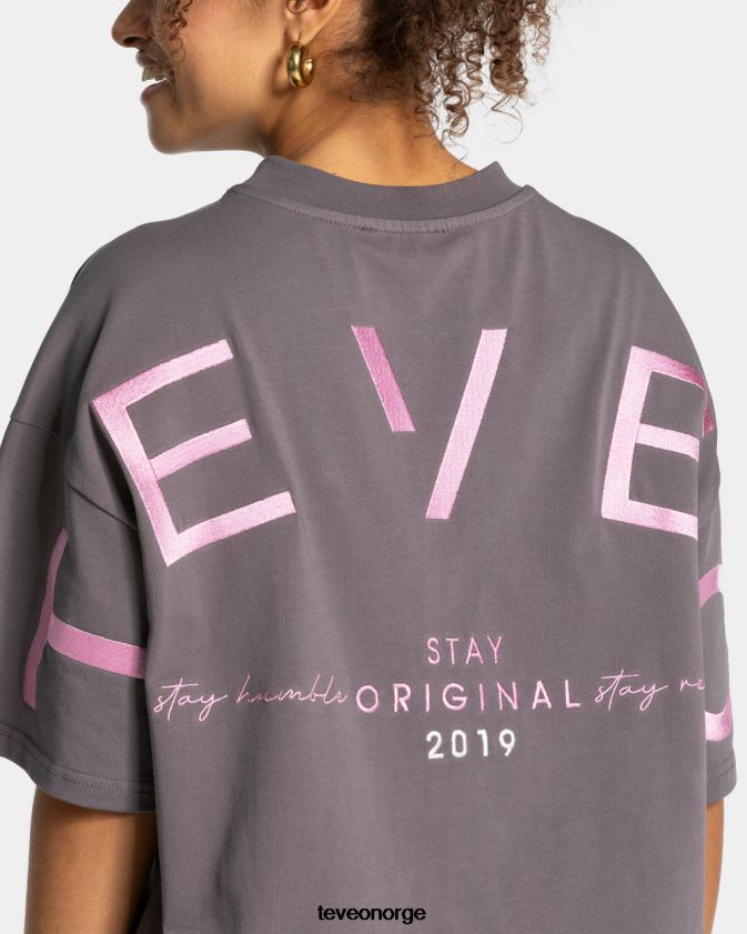 TEVEO klær 0H40JL467 grafitt kvinner signatur oversized t-skjorte