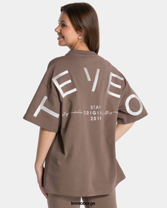 TEVEO klær 0H40JL468 mokka kvinner signatur oversized t-skjorte