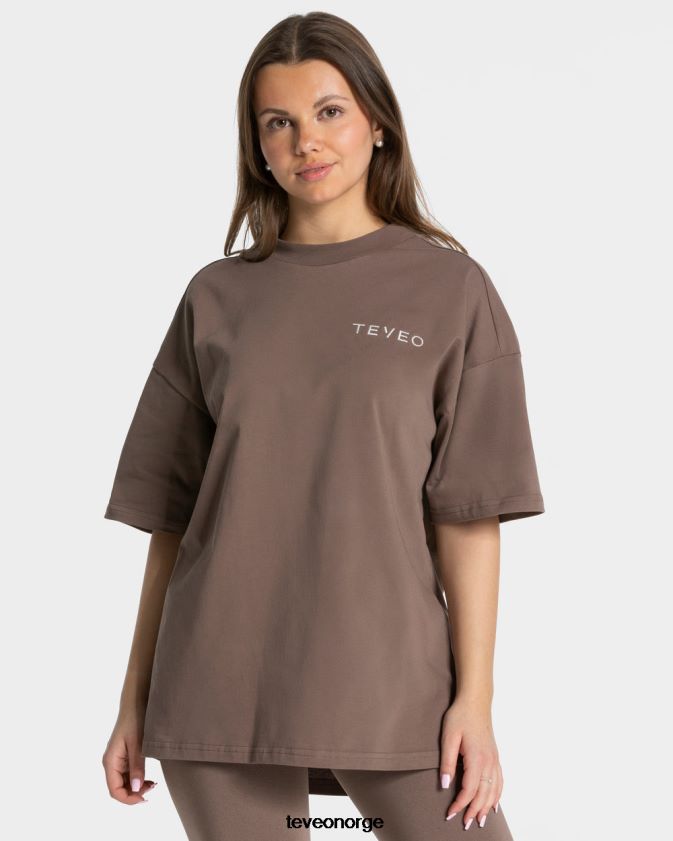 TEVEO klær 0H40JL468 mokka kvinner signatur oversized t-skjorte