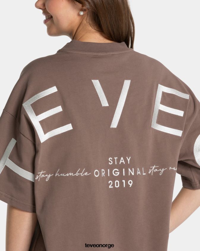 TEVEO klær 0H40JL468 mokka kvinner signatur oversized t-skjorte