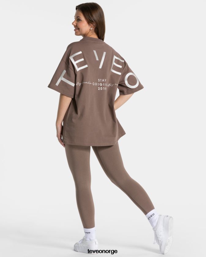 TEVEO klær 0H40JL468 mokka kvinner signatur oversized t-skjorte