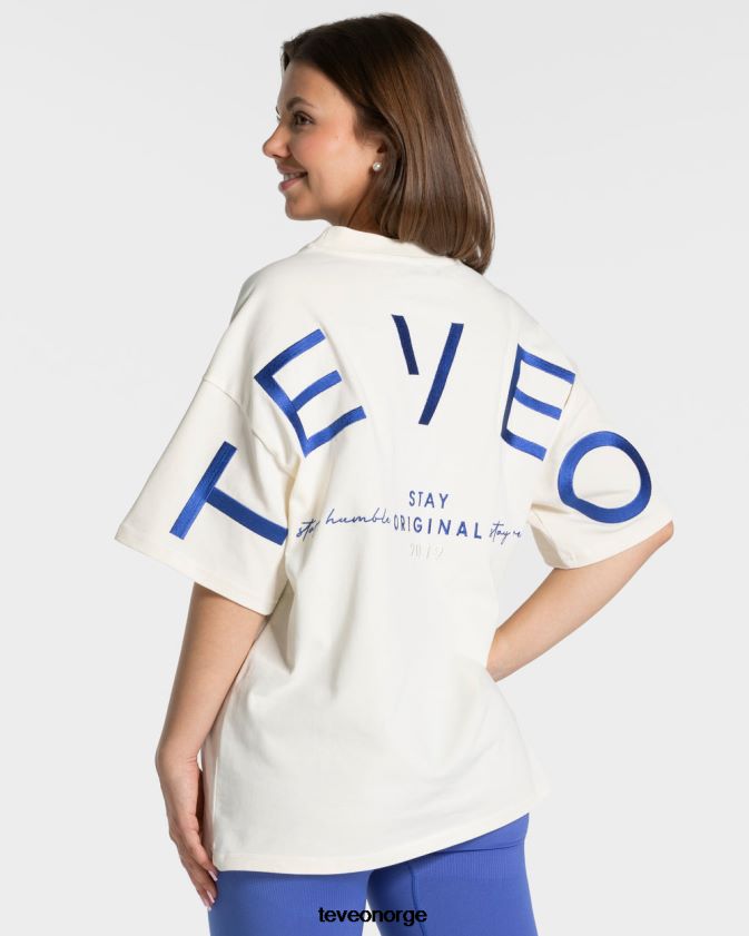 TEVEO klær 0H40JL469 off white kvinner signatur oversized t-skjorte
