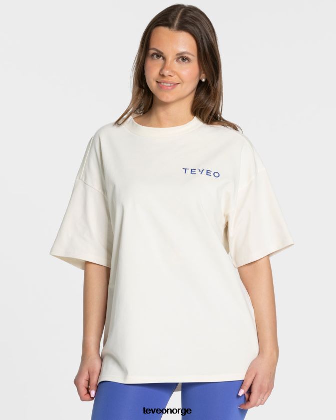 TEVEO klær 0H40JL469 off white kvinner signatur oversized t-skjorte