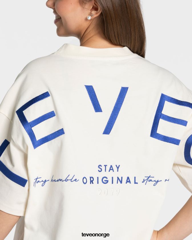 TEVEO klær 0H40JL469 off white kvinner signatur oversized t-skjorte