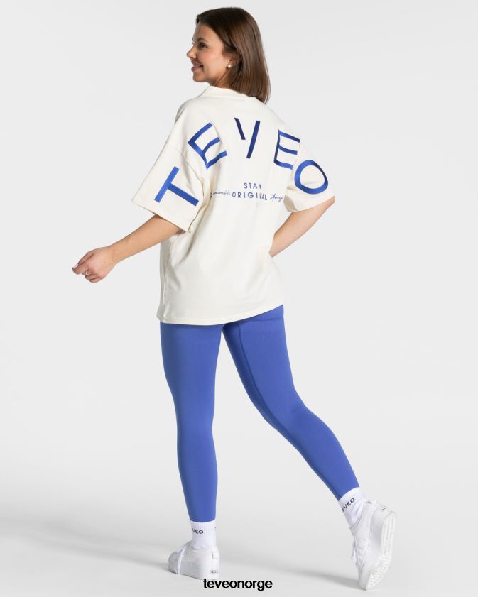 TEVEO klær 0H40JL469 off white kvinner signatur oversized t-skjorte