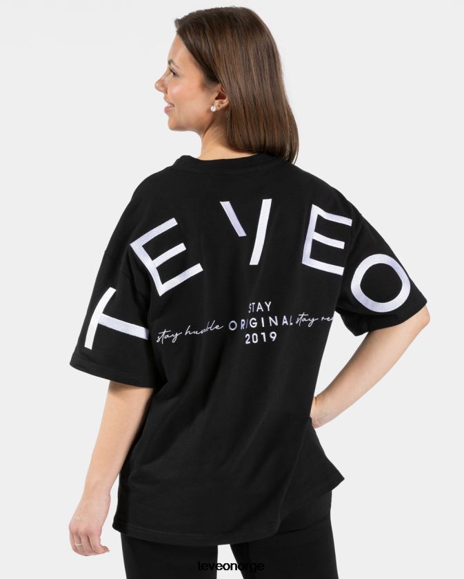TEVEO klær 0H40JL470 svart kvinner signatur oversized t-skjorte