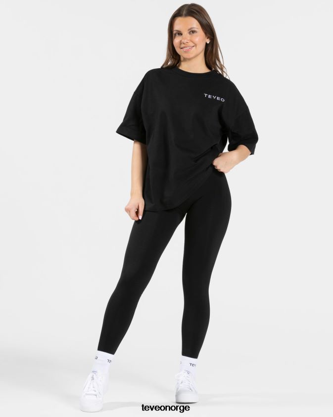 TEVEO klær 0H40JL470 svart kvinner signatur oversized t-skjorte