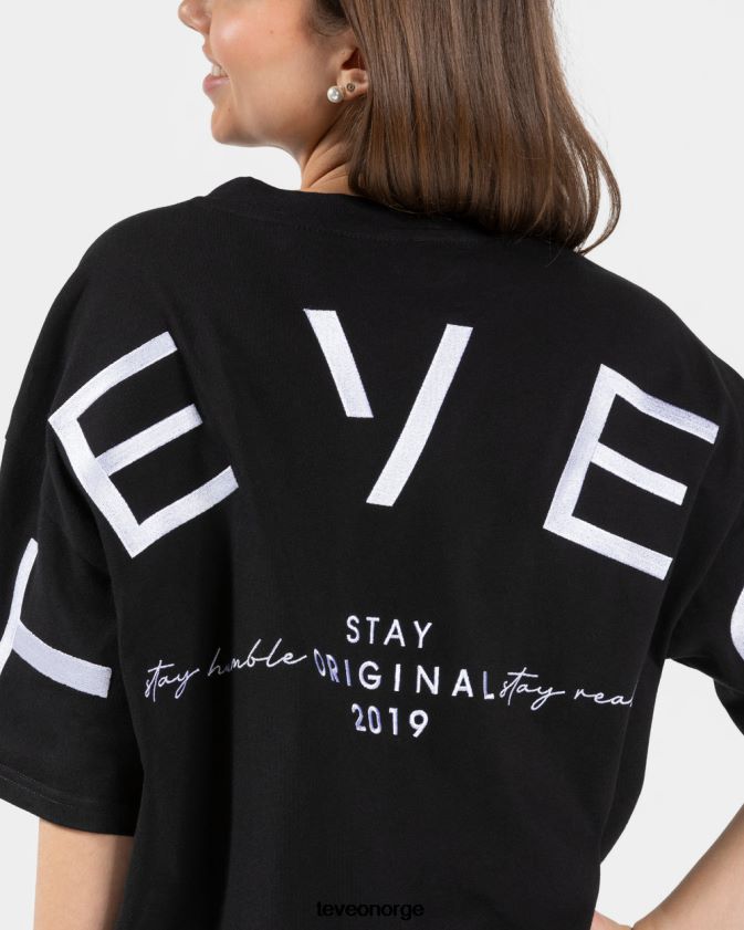 TEVEO klær 0H40JL470 svart kvinner signatur oversized t-skjorte