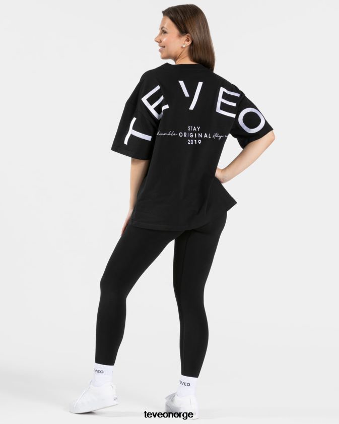 TEVEO klær 0H40JL470 svart kvinner signatur oversized t-skjorte