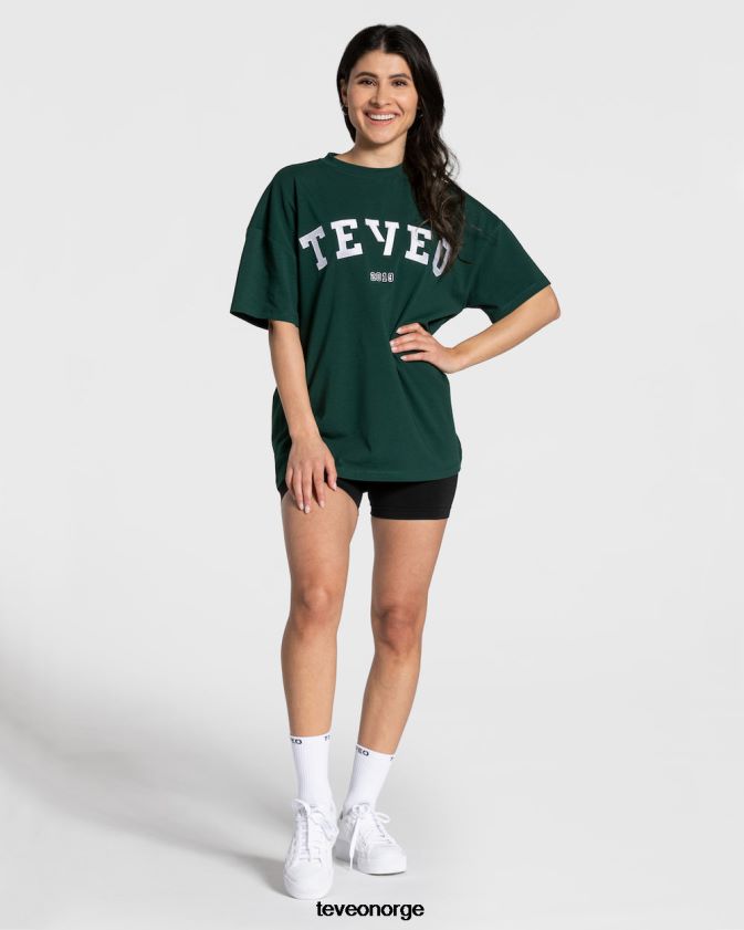 TEVEO klær 0H40JL476 mørk grønn kvinner college oversized t-skjorte