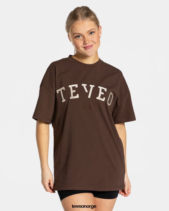 TEVEO klær 0H40JL477 mørkebrun kvinner college oversized t-skjorte