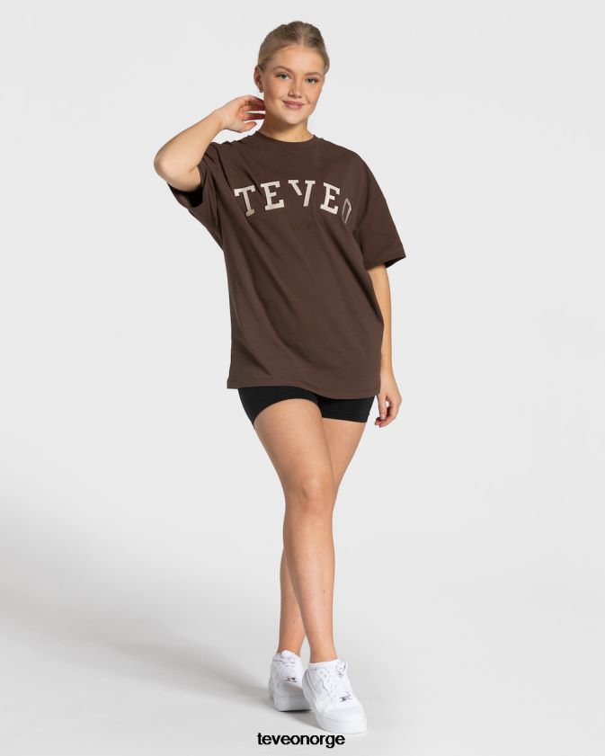 TEVEO klær 0H40JL477 mørkebrun kvinner college oversized t-skjorte