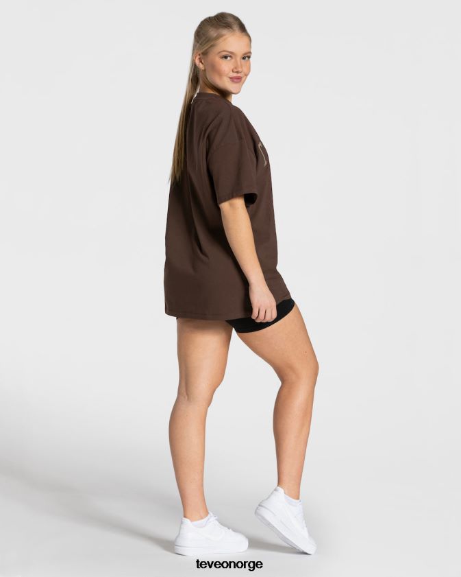 TEVEO klær 0H40JL477 mørkebrun kvinner college oversized t-skjorte