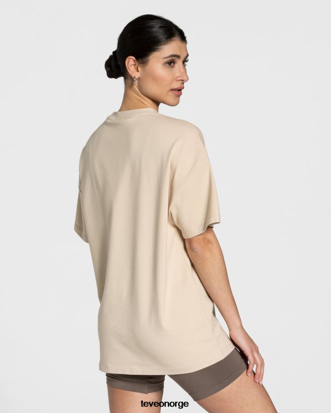 TEVEO klær 0H40JL478 beige kvinner college oversized t-skjorte