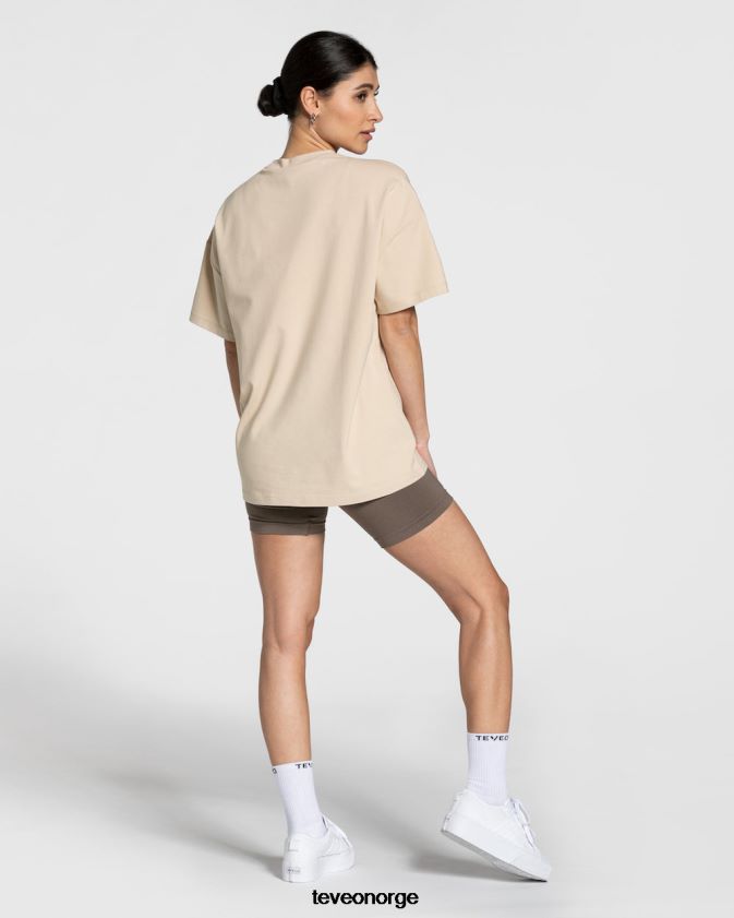 TEVEO klær 0H40JL478 beige kvinner college oversized t-skjorte