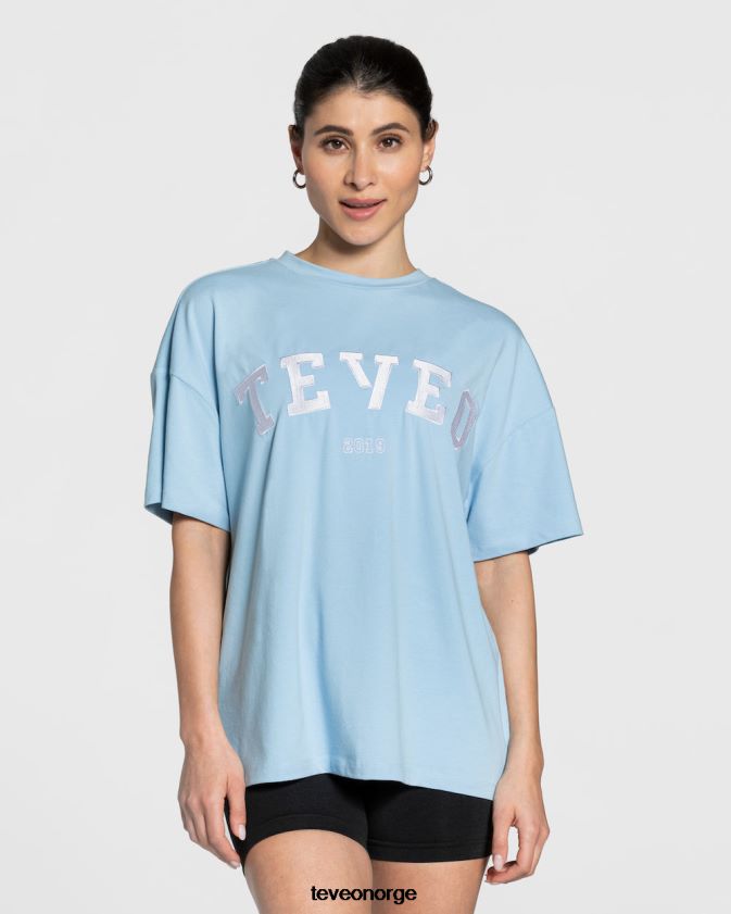 TEVEO klær 0H40JL479 baby blå kvinner college oversized t-skjorte