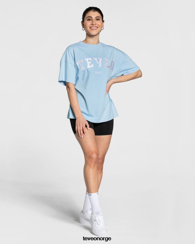 TEVEO klær 0H40JL479 baby blå kvinner college oversized t-skjorte