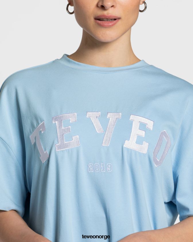 TEVEO klær 0H40JL479 baby blå kvinner college oversized t-skjorte
